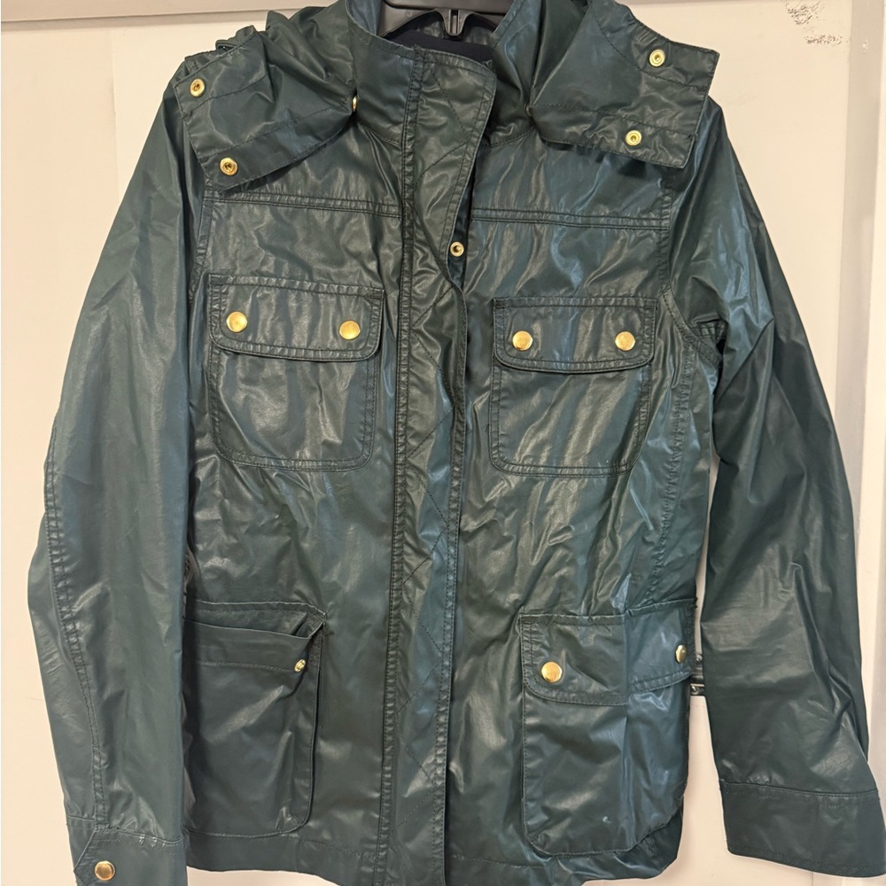 J. Crew Forest Green Utility Jacket with Gold Hardware